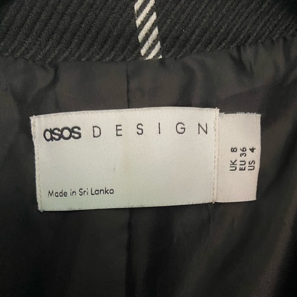 ASOS Black & White Checkered Double Breasted Classic Blazer w/ 2 Pockets Size 4 - Picture 10 of 13